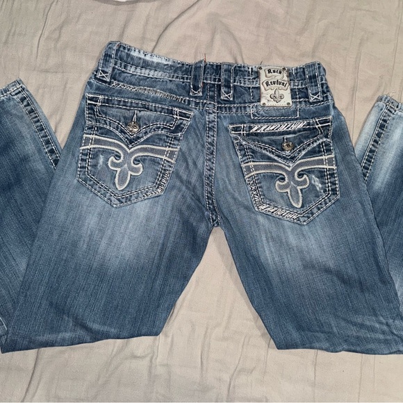 Rock Revival Mens Light Blue Boot Cut Jeans